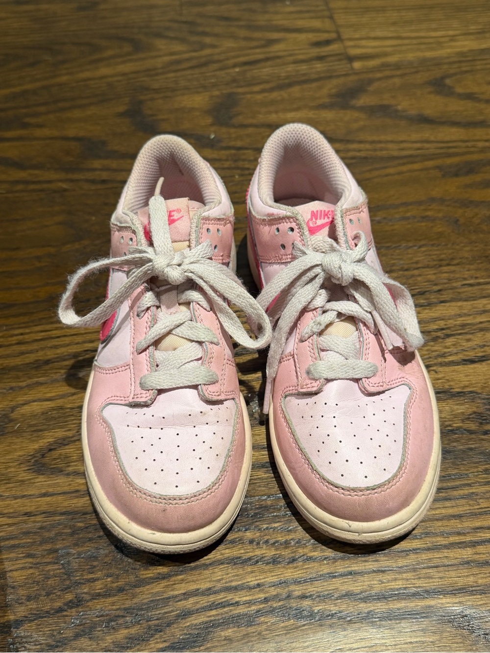 Nike Pink Kids Low-Top Sneakers with White Laces
